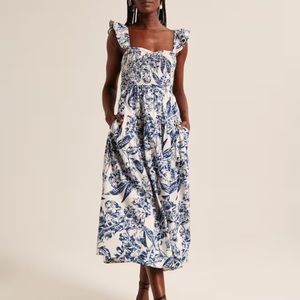 Abercrombie | Ruffle Strap Smocked Midi Dress